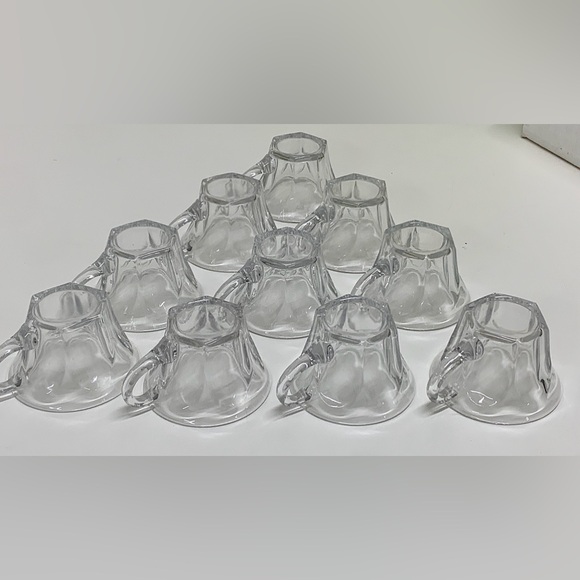Lot of 10 Great Depression Era Vintage Hexagonal Flat Bottom Glass Punch Cups - Picture 16 of 16